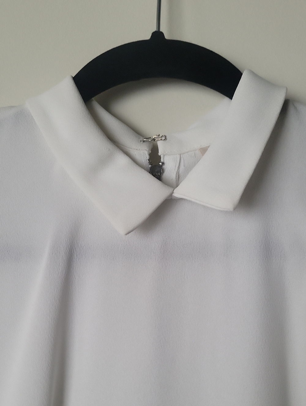 H&M White High Neck Modest Workwear Quiet Luxury Peplum Blouse Top Minimalist S - Picture 3 of 9